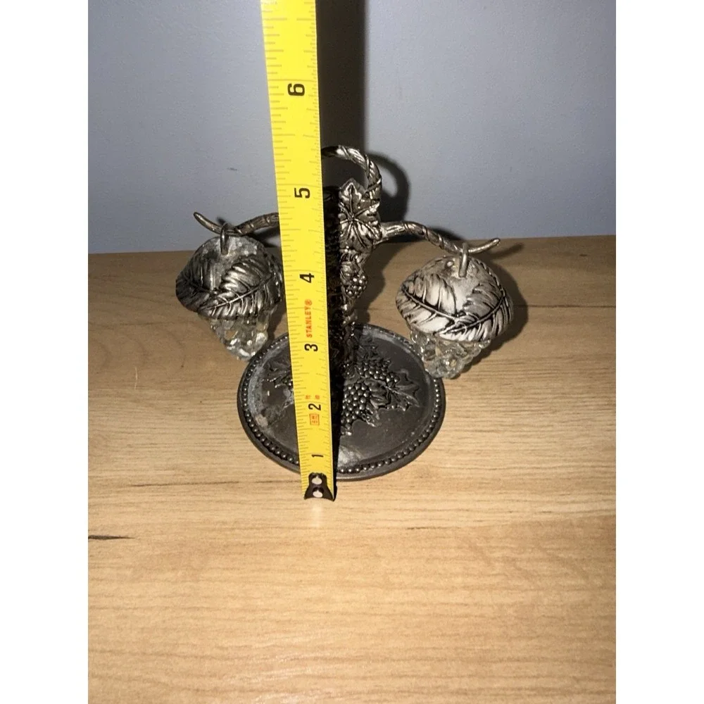 Godinger Silver Art Company Salt & Pepper Shaker Set With Stand Grape Theme READ